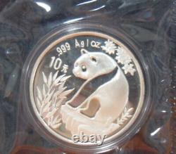 Monnaie Panda en argent d'une once de Chine de 1993