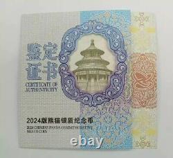 Monnaie commémorative en argent Panda de Chine 2024 150g 50 Yuan COA Boîte