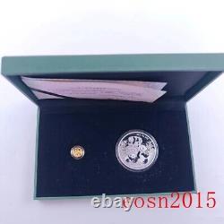 Monnaie commémorative en argent et en or de 2025 - Panda de Chine, Ag 30 g + Au 1 g avec boîte d'origine