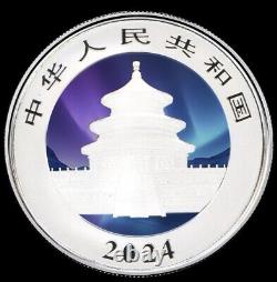 Monnaie en Argent de 30g Édition Lumières du Nord Panda de Chine 2024 avec Certificat d'Authenticité