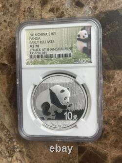 Monnaie en argent 30g. 999 Panda de Chine 2016 NGC MS70, Top Pop ! Frappée à Shanghai