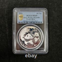 Monnaie en argent Panda de 1 oz 10 Yuan Chine 2006 PCGS MS69