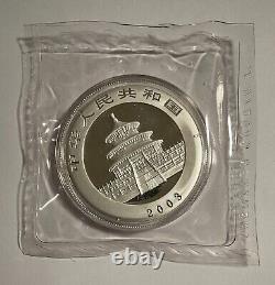 Monnaie en argent Panda de Chine 10 YUAN 2003 1 oz