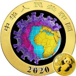 Monnaie en argent de 10 ¥ Yuan 2020 - ARME BIOLOGIQUE COVID-19 CORONAVIRUS PANDA CHINOIS