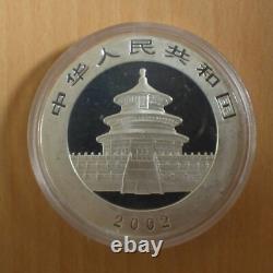 Monnaie en argent de 10 yuans Panda de Chine 2002, argent 99,9 %, 1 oz, dans une capsule (argent)