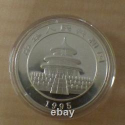 Monnaie en argent de 10 yuans de Chine Panda 1995, argent 99,9 %, 1 oz, dans une capsule (argent)