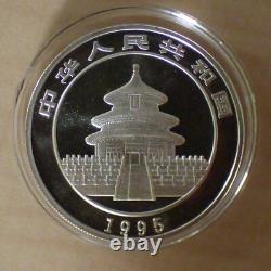 Monnaie en argent de 10 yuans de Chine Panda 1995, argent 99,9 %, 1 oz, dans une capsule (argent)