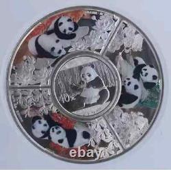 Monnaie en argent de 30g de Chine 2017 + 3 pièces (3x15g) Médailles en argent TuanYuan Panda Set