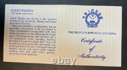 Monnaie en argent non circulée de 5 Yuan du Panda géant de Chine 1986 avec boîte, étui et certificat d'authenticité