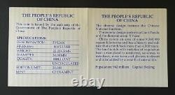 Monnaie en argent non circulée de 5 Yuan du Panda géant de Chine 1986 avec boîte, étui et certificat d'authenticité