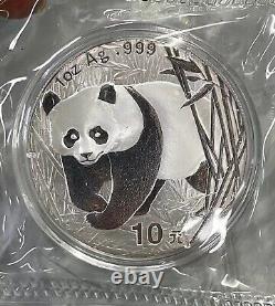 Monnaie en argent panda 1 oz de Chine 2002 10 Yuan, encapsulée à la mint