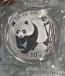 Monnaie en argent panda 1 oz de Chine 2002 10 Yuan, encapsulée à la mint