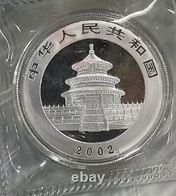 Monnaie en argent panda 1 oz de Chine 2002 10 Yuan, encapsulée à la mint