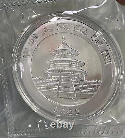 Monnaie en argent panda 1 oz de Chine 2002 10 Yuan, encapsulée à la mint