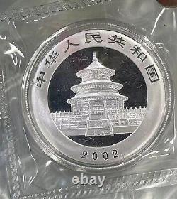 Monnaie en argent panda 1 oz de Chine 2002 10 Yuan, encapsulée à la mint