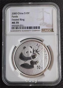 NGC MS70 2000 Chine 1oz Pièce Panda en argent Frosted Ring