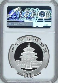 NGC MS70 2001D Chine Panda 1oz pièce en argent LargeD