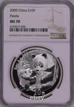 NGC MS70 2005 Chine Panda 1oz Pièce en Argent