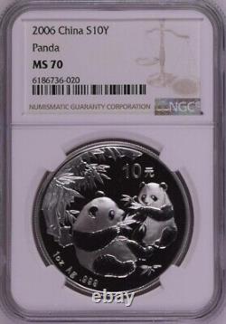 NGC MS70 2006 Chine Panda 1oz Pièce en Argent