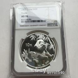 NGC MS70 2007 Chine 10 YUAN Pièce d'Argent Panda Chine 2007 Pièce d'Argent Panda 1 oz
