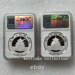 NGC MS70 2024 2025 Chine 10YUAN Pièce en Argent Panda 30g Étiquette Rad Premier Jour 2PCS