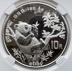 NGC MS70 Chine 1995 Monnaie de Shenyang Petite brindille Grande date Panda en argent 1 oz