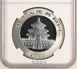 NGC MS70 Chine 2001 Sans D Pièce Panda 1 oz Argent 10 Yuan