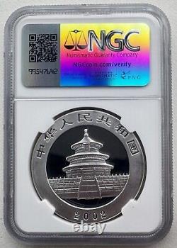 NGC MS70 Chine 2002 Panda 1oz Pièce d'Argent 10 Yuan