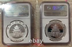 NGC MS70 Chine 2003 Bambou Givré et Bambou Miroir Panda Pièce d'Argent 2×1oz
