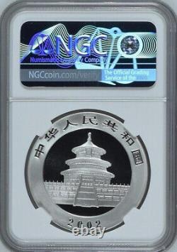 NGC MS70 Panda chinois en argent 2002 Pièce d'argent Panda de Chine 1 oz