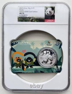 NGC MS 70 Chine 2025 Hainan Expo Carte Édition Pièce d’Argent Panda 30 g 10 Yuan