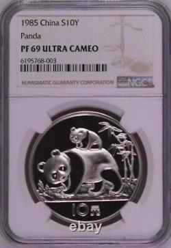 NGC PF69 1985 Chine Panda 27g Pièce d'Argent