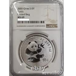 Ngc Ms69 2000 Chine 10yuan Panda Coin Chine 2000 Panda Argent Pièce 1oz Avec Boîte