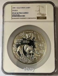 Ngc Pf69 Chine 1991 Panda Silver Coin 12oz 100 Yuan