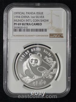 Ngc Pf69 Uc 1994 Panda en Argent de Chine Monnaie de Preuve 1 Oz Salon International de Munich Ngc Pf69 Uc 1994 Panda en Argent de Chine Monnaie de Preuve 1 Oz Salon International de Munich