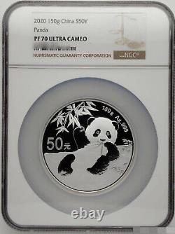 Ngc Pf70 Chine 50yuan 150g Pièce 2020 Chine Panda Pièce D'argent 150g