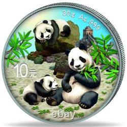 Nuit & Jour Panda 2 x 2025 10 Yuan 30 Grammes Ensemble de Pièces en Argent Pur Coloré Chine