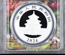 PCGS MS70 2024 Chine 10YUAN Panda Pièce d'Argent 30g PREMIER JOUR D'ÉMISSION 1er Jour