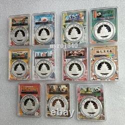PCGS MS70 2025 Chine 10YUAN Pièce en Argent Panda Premier Jour Avec BOÎTE 11PCS Ensembles COMPLETS