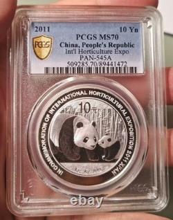 PCGS MS70 Chine 2011 Exposition internationale de horticulture de Xi'an Pièce en argent Panda 1 oz