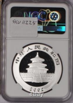 Panda argent 2002 1 oz. 10 yuans NGC MS69. Livraison gratuite
