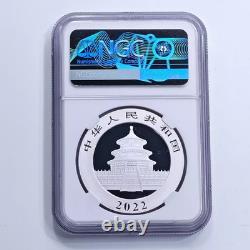 Panda argenté chinois 2022 de 30 g. Argent fin 999, 10 yuans, NGC MS70, 40e anniversaire