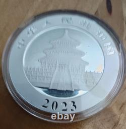 Panda argenté chinois 2023 de 10 yuans. Argent pur 999 de 1 oz, frappé par la Monnaie