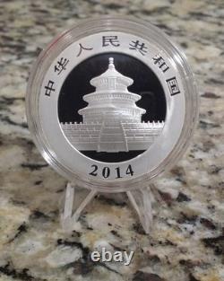 Panda chinois 2014, 1 once. Pièce colorisée en argent pur à 999 ! Collectionnez la série
