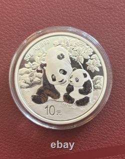 Panda chinois en argent de 10 yuans 2024. 999, 30 g, brillant universellement non circulé