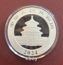 Panda chinois en argent de 10 yuans 2024. 999, 30 g, brillant universellement non circulé