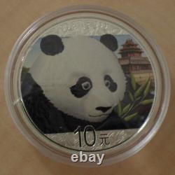 Panda de 10 yuan de Chine 2018 en argent coloré 99,9 % (30 g), dans une capsule (argent)