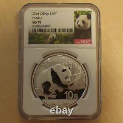 Panda de 10 yuans de Chine 2016 MS70 argent 99,9 % 30 g