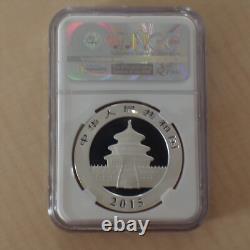 Panda de Chine 10 yuans 2015 NGC MS69 pièce en argent 99,9%, 1 oz (dans un SLAB)