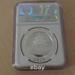 Panda de Chine 10 yuans 2015 NGC MS69 pièce en argent 99,9%, 1 oz (dans un SLAB)